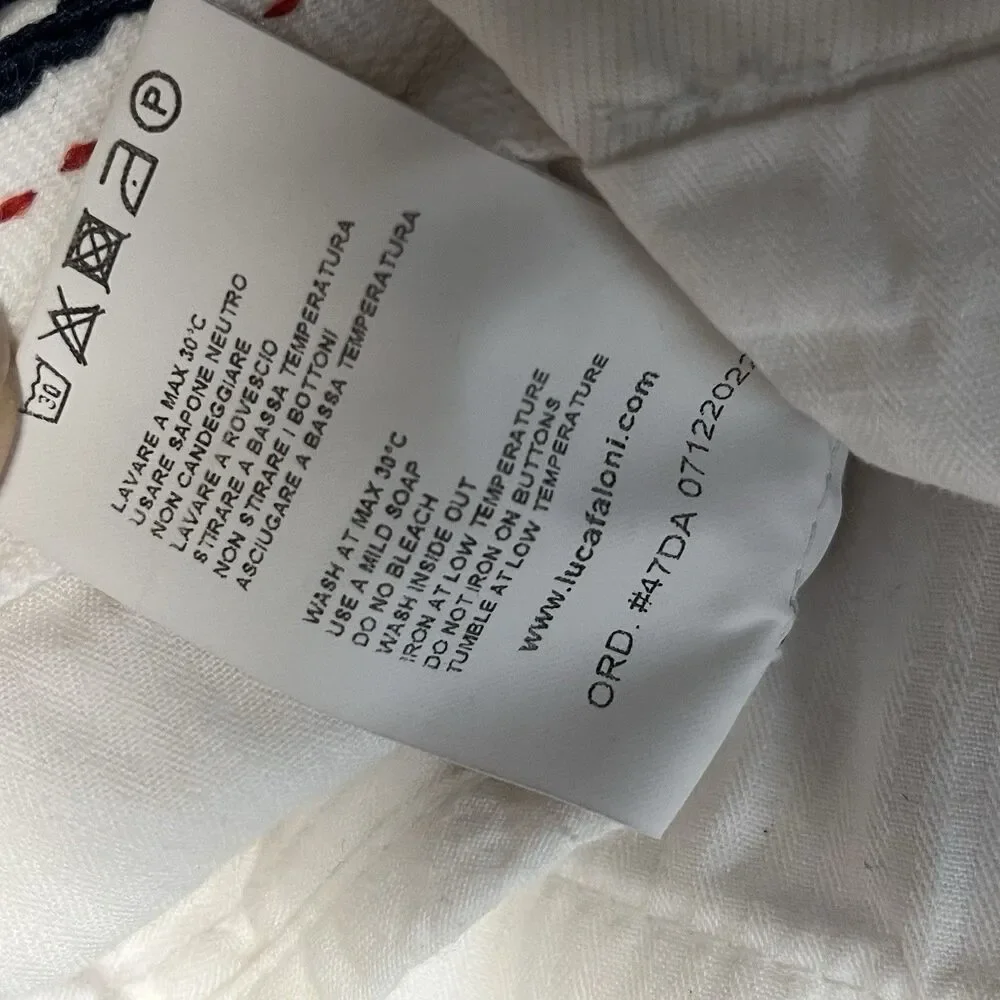 Luca Faloni White Summer Chinos Slim Cotton Trouser Made in Italy Men 30x28 READ